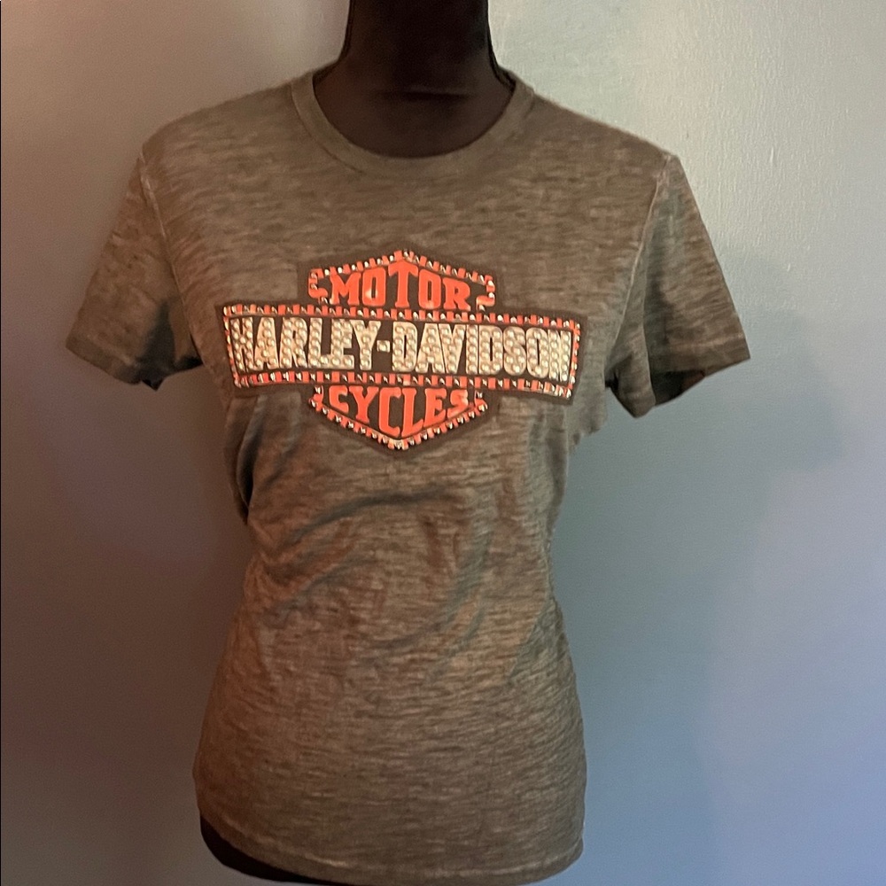 Harley-Davidson Heather Gray Tee with Orange Logo